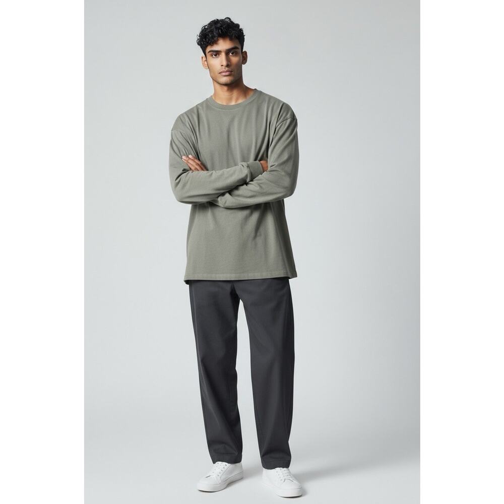 SKIMS T Shirt XL Heavyweight Cotton Mens Relaxed Long Sleeve Lounge Gunmetal New